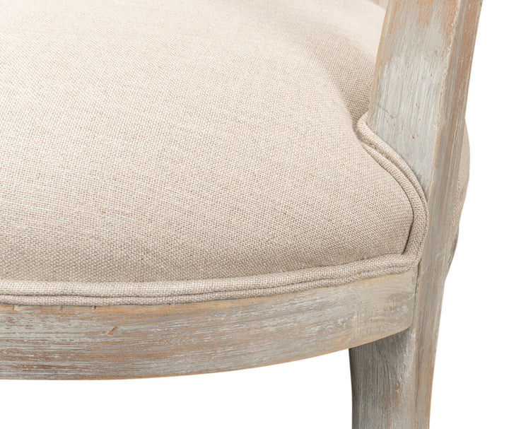 American Home Furniture | Sarreid - Oval Cane Back S/Chair - Grey Oak - Flax - Set of 2