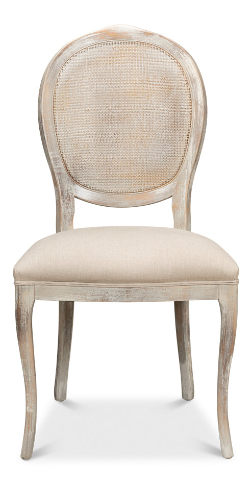 American Home Furniture | Sarreid - Oval Cane Back S/Chair - Grey Oak - Flax - Set of 2