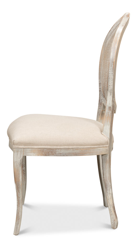 American Home Furniture | Sarreid - Oval Cane Back S/Chair - Grey Oak - Flax - Set of 2