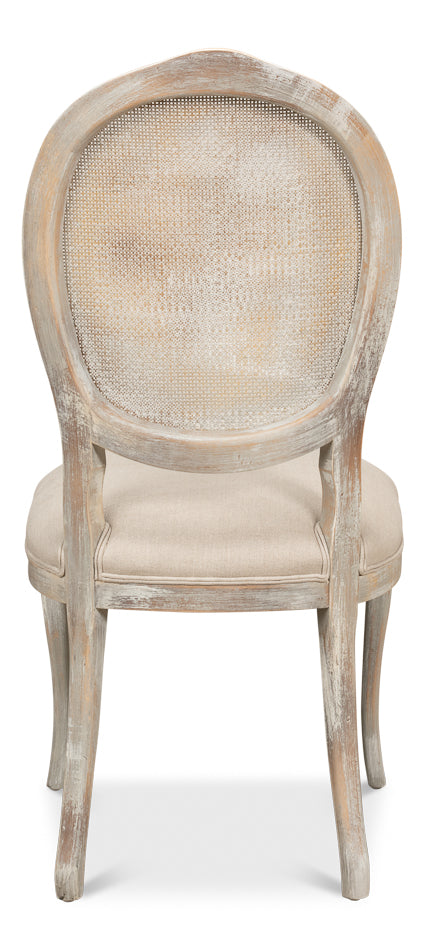 American Home Furniture | Sarreid - Oval Cane Back S/Chair - Grey Oak - Flax - Set of 2