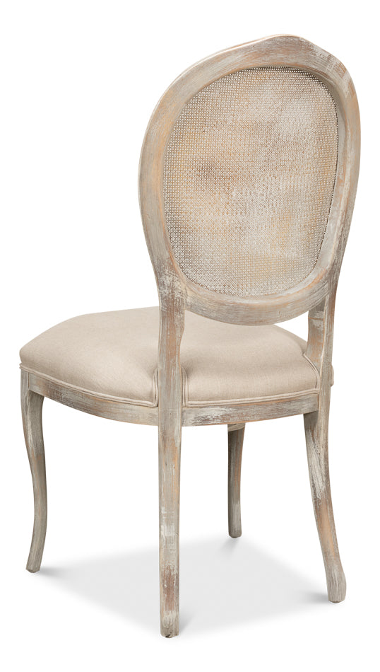 American Home Furniture | Sarreid - Oval Cane Back S/Chair - Grey Oak - Flax - Set of 2