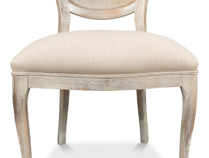 American Home Furniture | Sarreid - Oval Cane Back S/Chair - Grey Oak - Flax - Set of 2