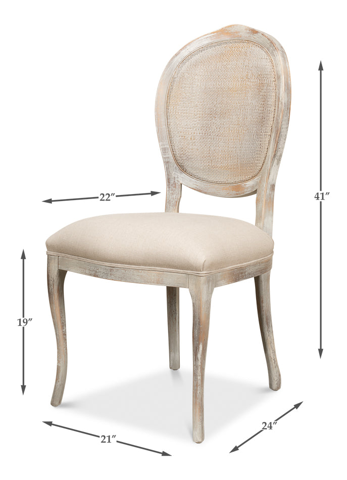 American Home Furniture | Sarreid - Oval Cane Back S/Chair - Grey Oak - Flax - Set of 2