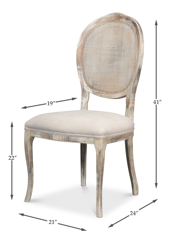 American Home Furniture | Sarreid - Oval Cane Back S/Chair Grey Oak - Taupe - Set of 2