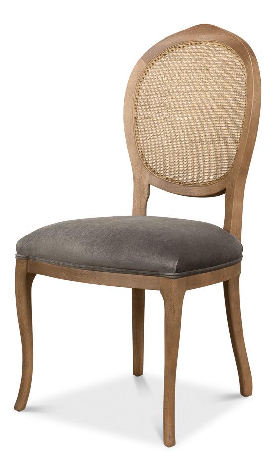 Sarreid Oval Cane Back S/Chair - Drftwd Charcoal - Set of 2 DINING CHAIRS