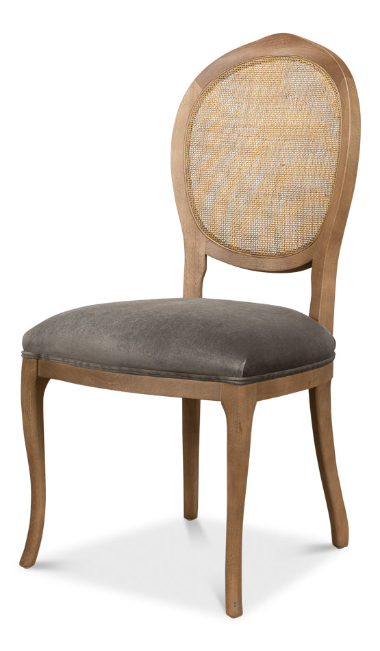 American Home Furniture | Sarreid - Oval Cane Back S/Chair - Drftwd Charcoal  - Set of 2