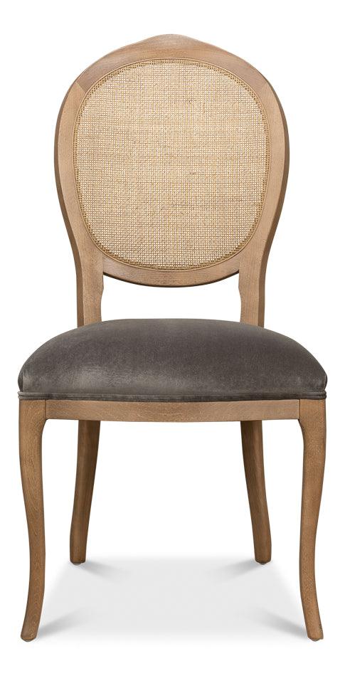 Sarreid Oval Cane Back S/Chair - Drftwd Charcoal - Set of 2 DINING CHAIRS