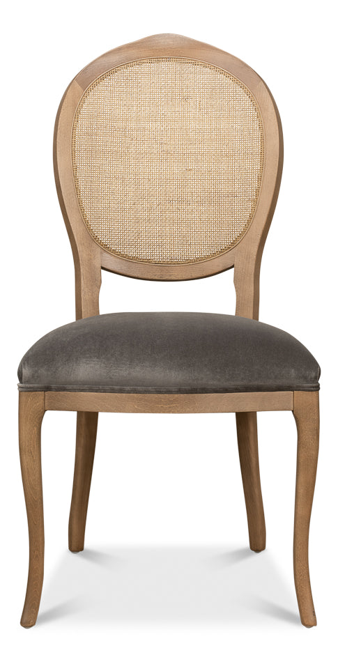 American Home Furniture | Sarreid - Oval Cane Back S/Chair - Drftwd Charcoal  - Set of 2