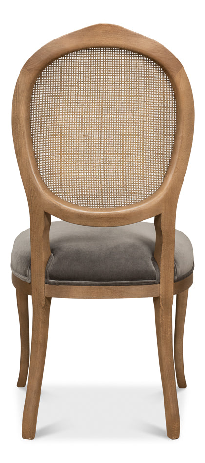 American Home Furniture | Sarreid - Oval Cane Back S/Chair - Drftwd Charcoal  - Set of 2