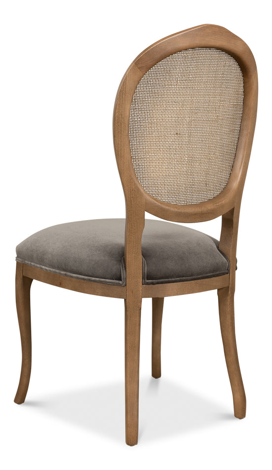 American Home Furniture | Sarreid - Oval Cane Back S/Chair - Drftwd Charcoal  - Set of 2