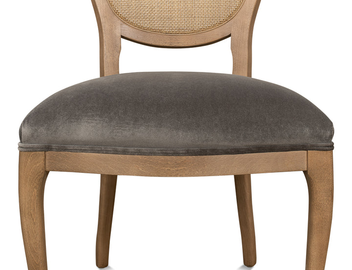 American Home Furniture | Sarreid - Oval Cane Back S/Chair - Drftwd Charcoal  - Set of 2