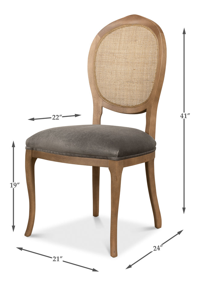 American Home Furniture | Sarreid - Oval Cane Back S/Chair - Drftwd Charcoal  - Set of 2