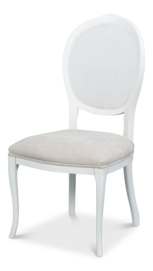 Oval Cane Back S/Chair, Cortina White