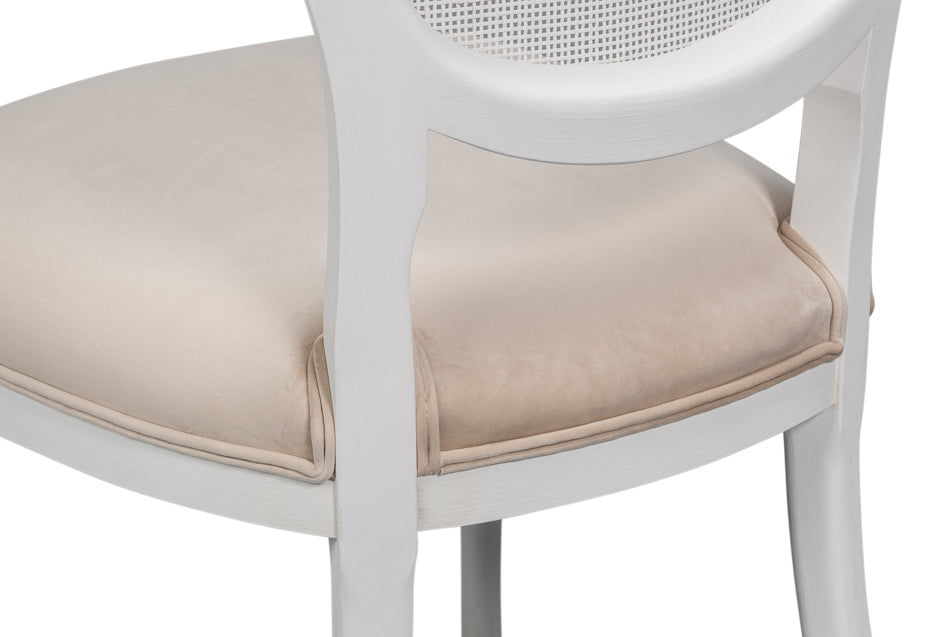 Oval Cane Back S/Chair, Cortina White