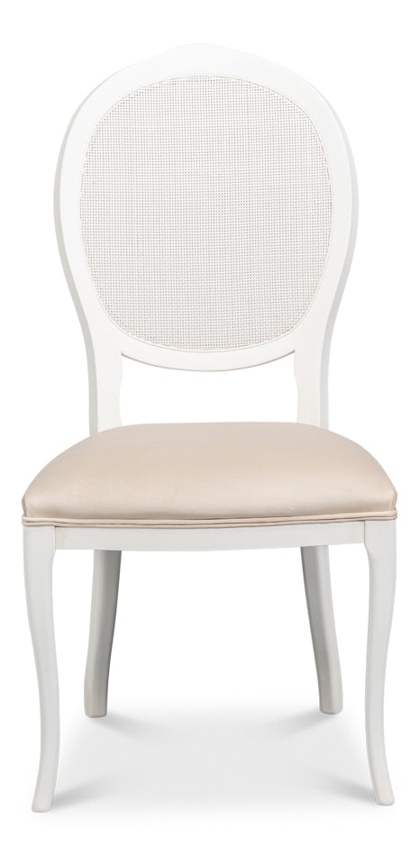Oval Cane Back S/Chair, Cortina White