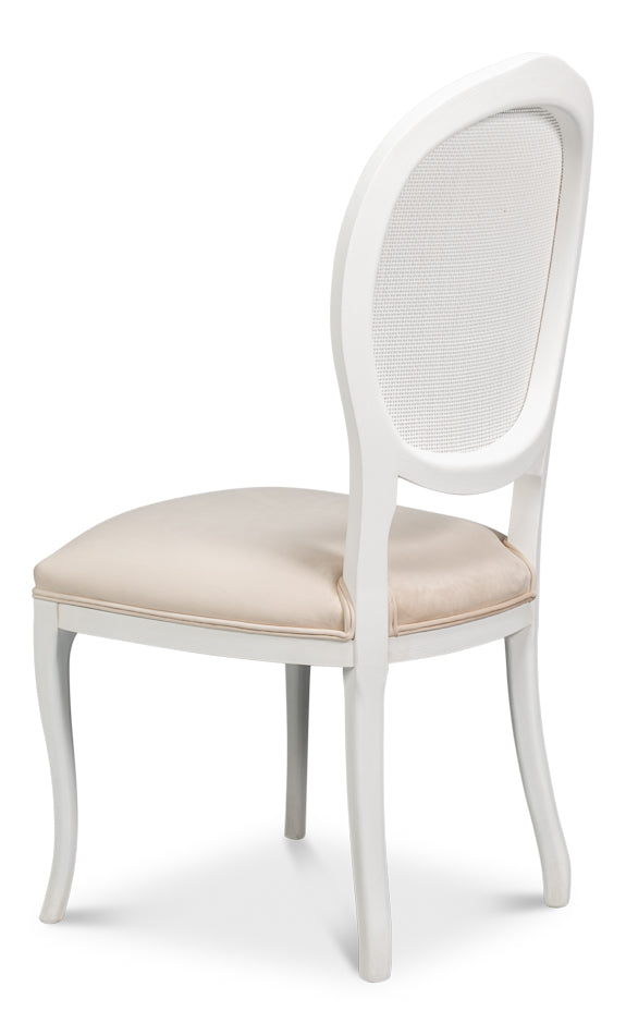 Oval Cane Back S/Chair, Cortina White