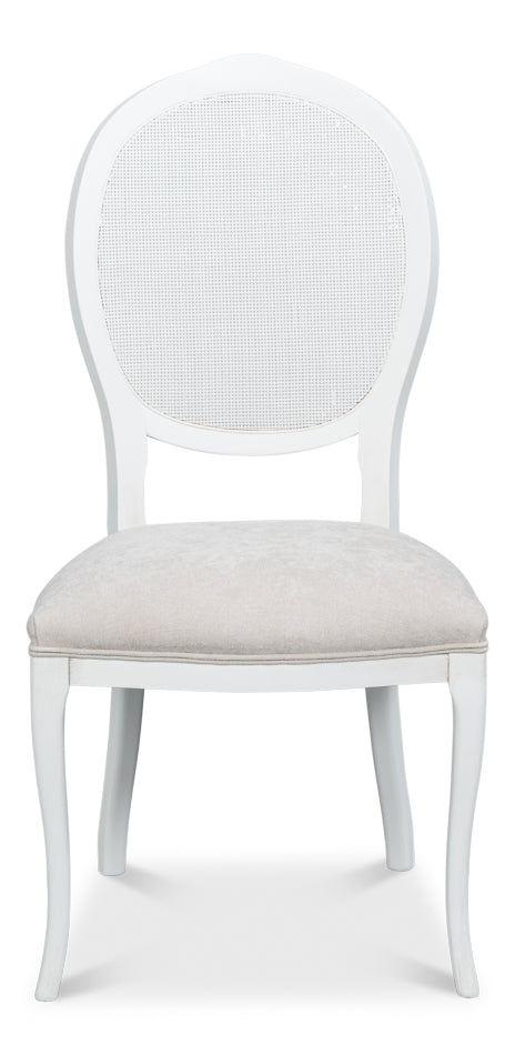 Oval Cane Back S/Chair, Cortina White