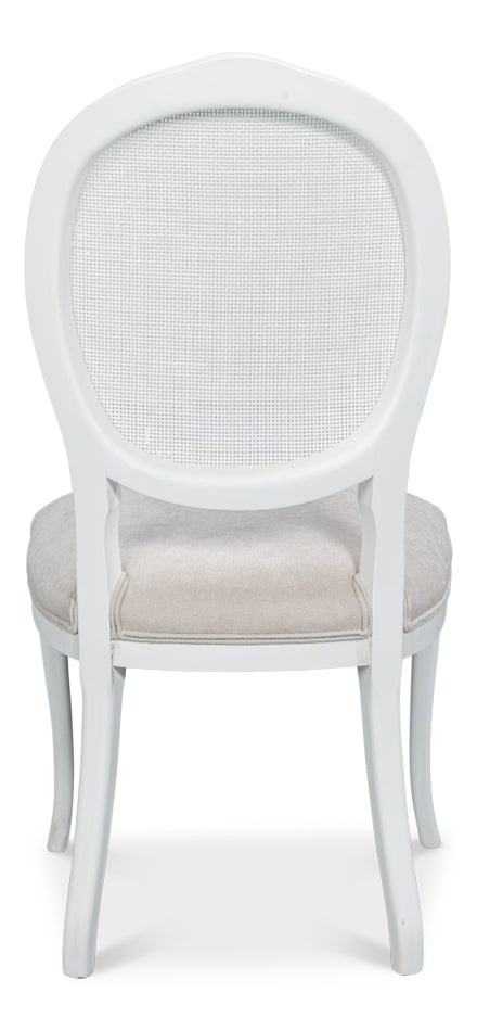 Oval Cane Back S/Chair, Cortina White
