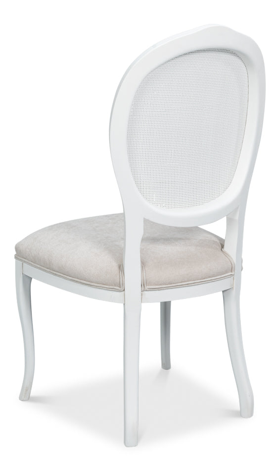 Oval Cane Back S/Chair, Cortina White