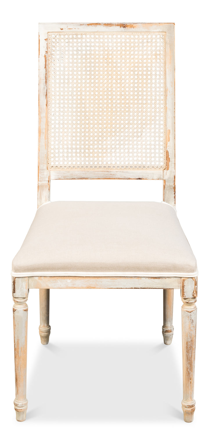 Cane Back Side Chair, Grey Oak, Flax