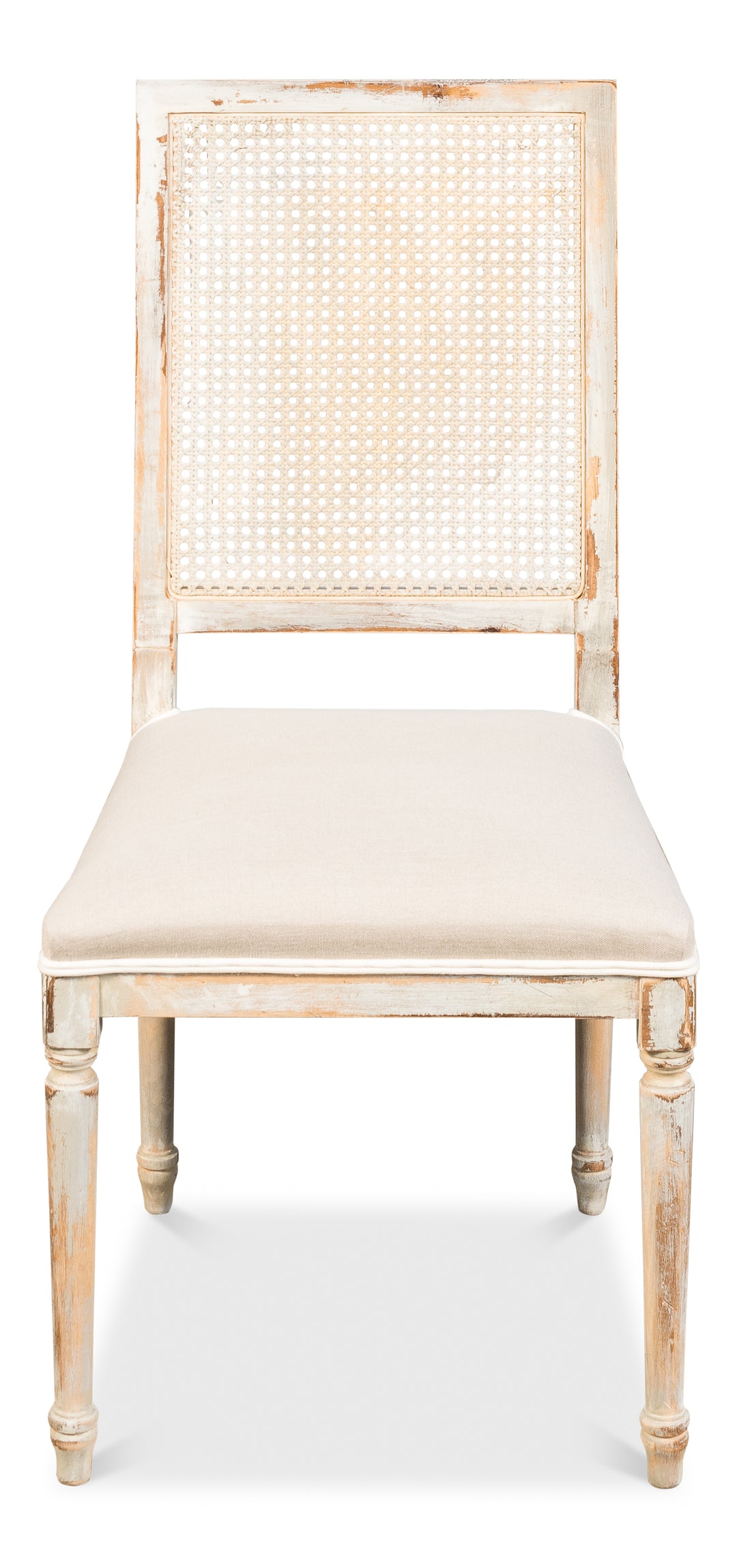 Cane Back Side Chair, Grey Oak, Flax