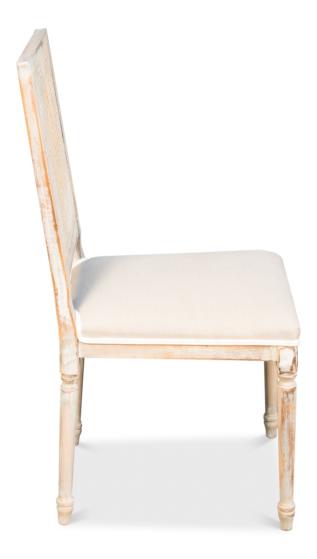 Cane Back Side Chair, Grey Oak, Flax