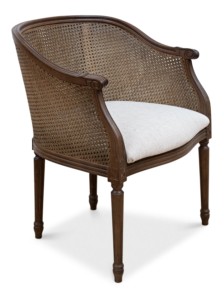 American Home Furniture | Sarreid - Louis Xvi Tub Chair Driftwood Oatmeal