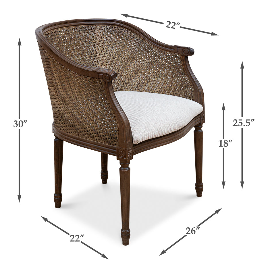 American Home Furniture | Sarreid - Louis Xvi Tub Chair Driftwood Oatmeal