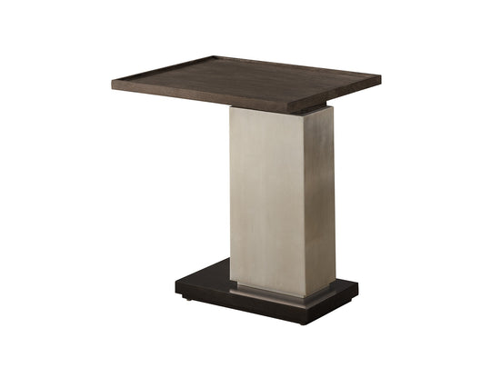 American Home Furniture Universal Furniture Lucia Side Table Otter/Silver Fox/Dark Walnut