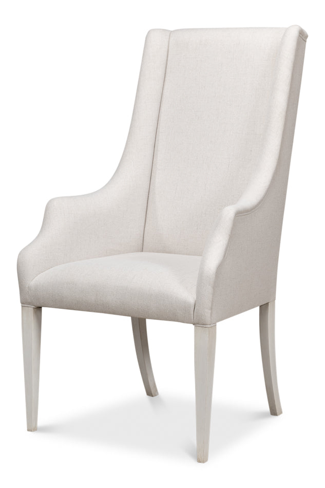 American Home Furniture | Sarreid - Captains Chair Cortina White Cream Fabrc