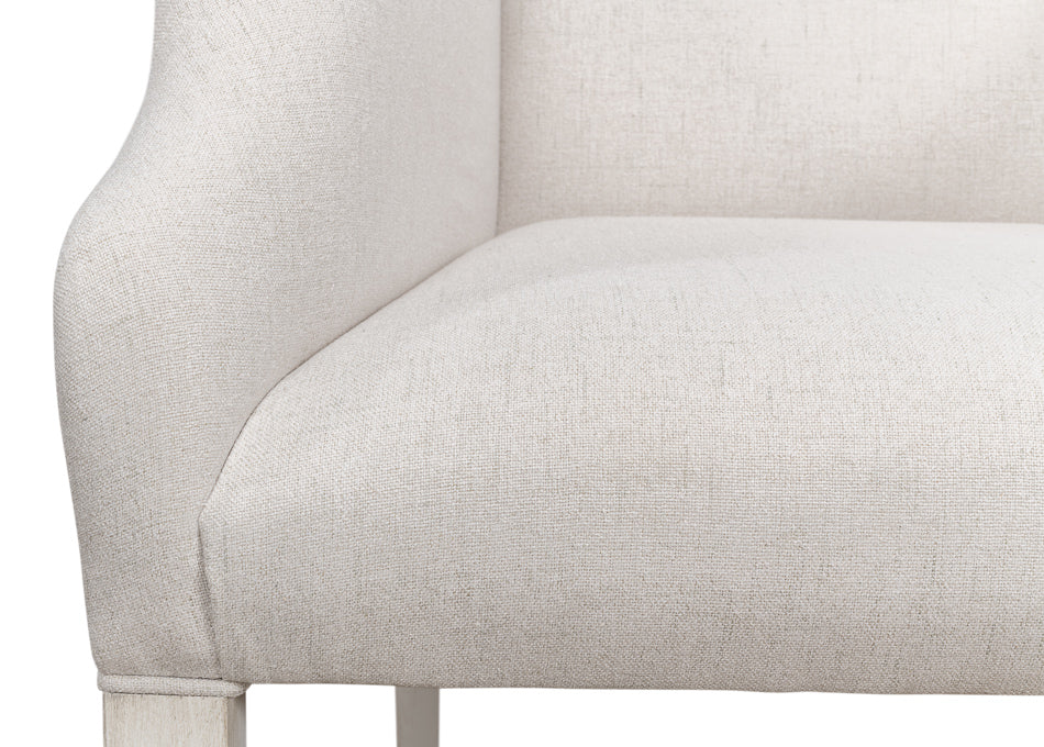 American Home Furniture | Sarreid - Captains Chair Cortina White Cream Fabrc