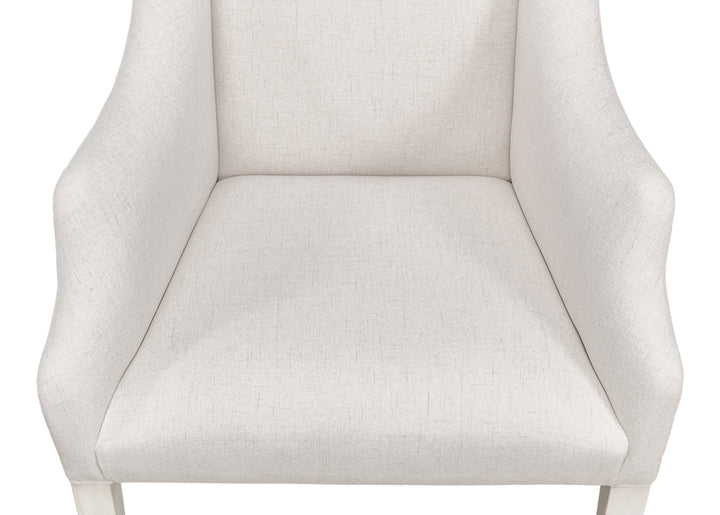 American Home Furniture | Sarreid - Captains Chair Cortina White Cream Fabrc