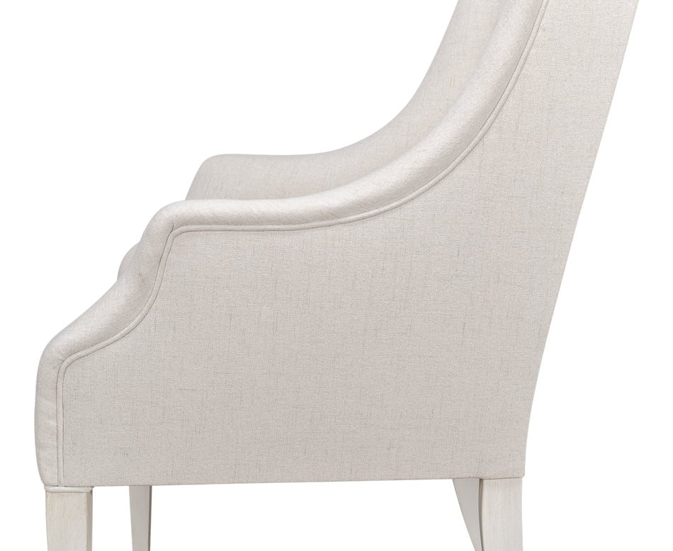 American Home Furniture | Sarreid - Captains Chair Cortina White Cream Fabrc