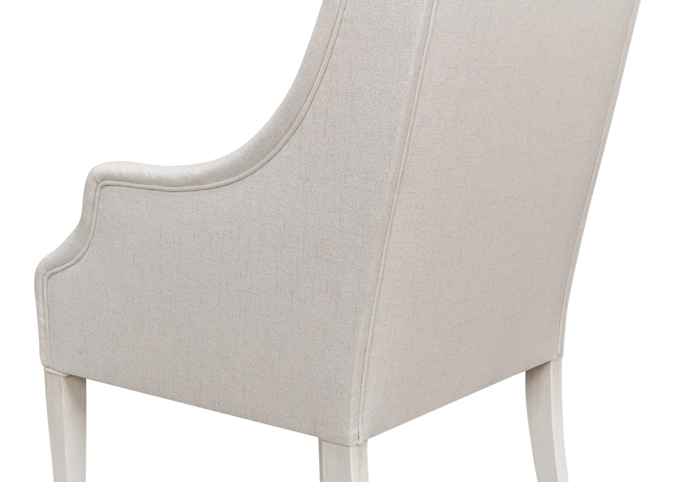 American Home Furniture | Sarreid - Captains Chair Cortina White Cream Fabrc