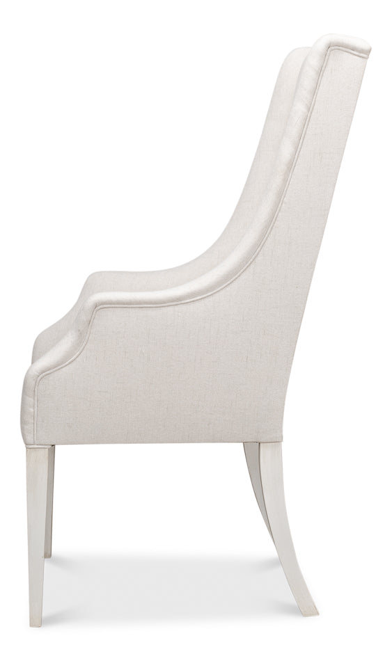 American Home Furniture | Sarreid - Captains Chair Cortina White Cream Fabrc