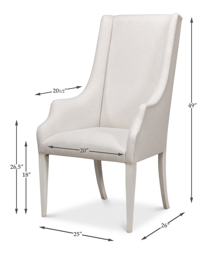 American Home Furniture | Sarreid - Captains Chair Cortina White Cream Fabrc