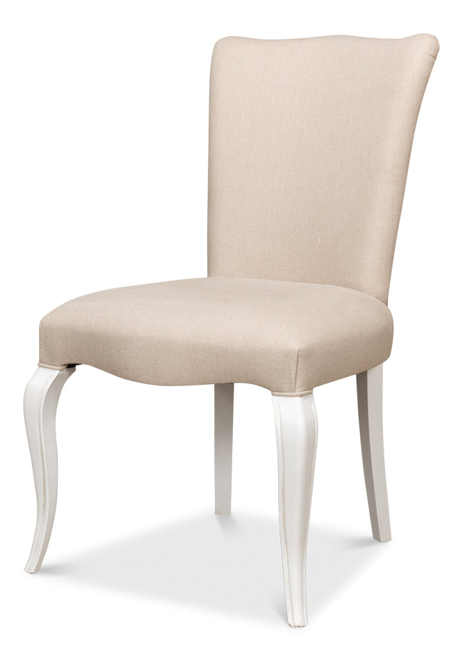 American Home Furniture | Sarreid - Sidechair - Cortina White W/ Linen Flax