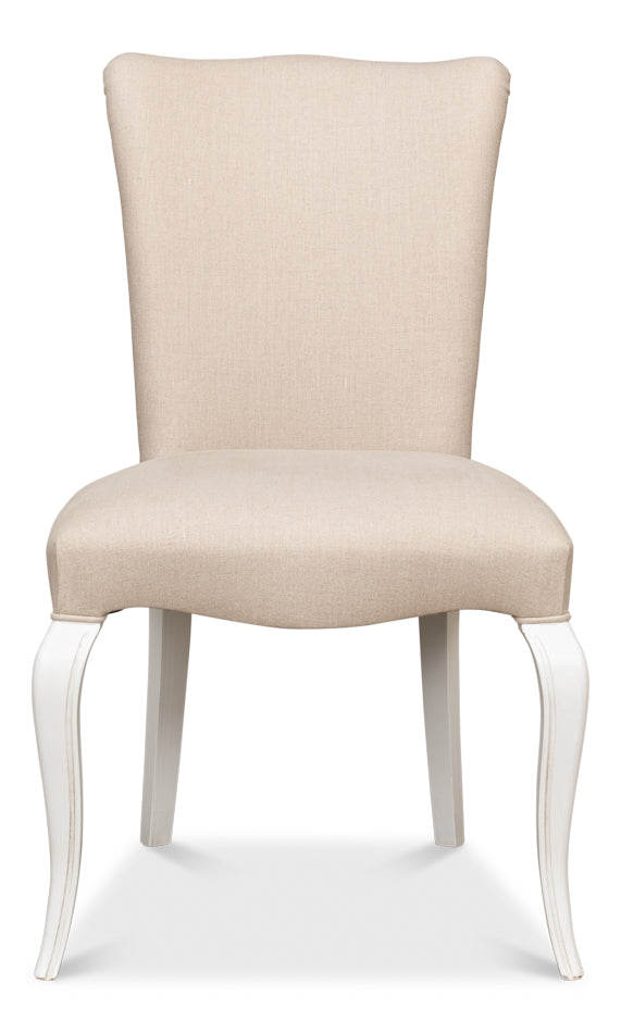 American Home Furniture | Sarreid - Sidechair - Cortina White W/ Linen Flax