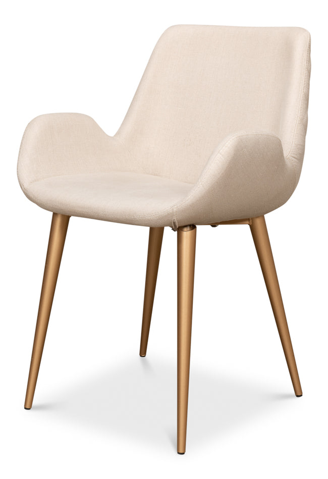 American Home Furniture | Sarreid - Thao Chair - Gold Legs - Flax Linen