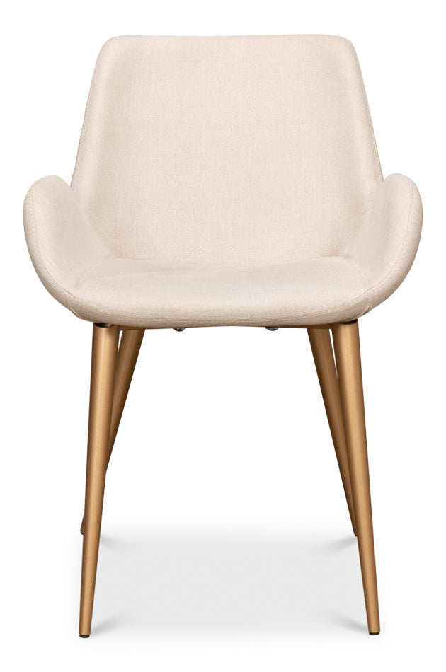 American Home Furniture | Sarreid - Thao Chair - Gold Legs - Flax Linen