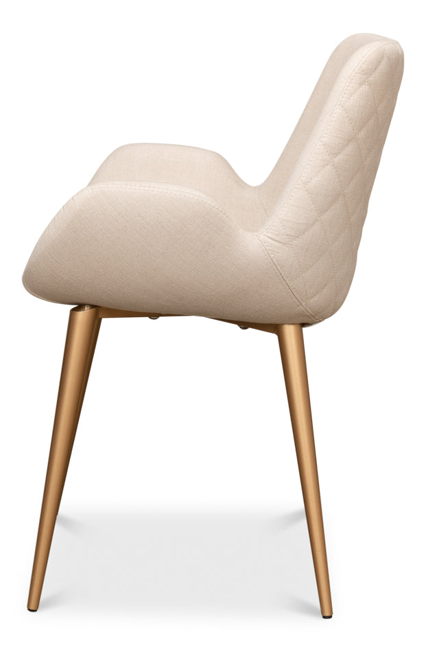 American Home Furniture | Sarreid - Thao Chair - Gold Legs - Flax Linen