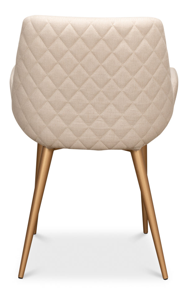 American Home Furniture | Sarreid - Thao Chair - Gold Legs - Flax Linen