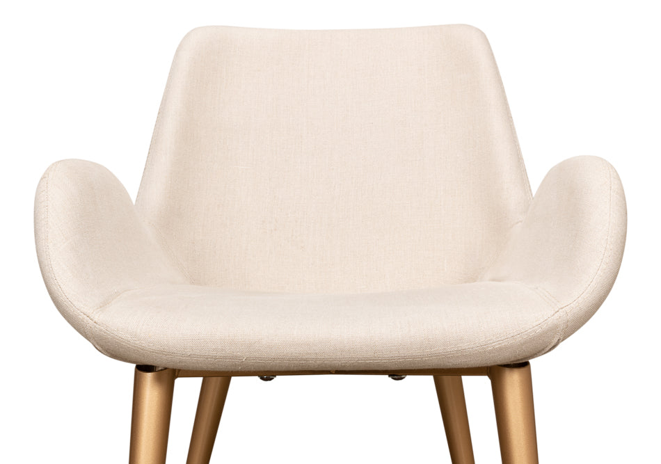 American Home Furniture | Sarreid - Thao Chair - Gold Legs - Flax Linen