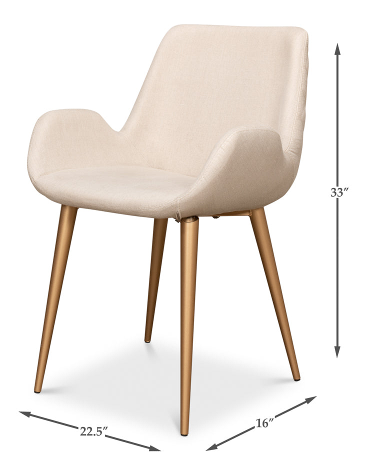 American Home Furniture | Sarreid - Thao Chair - Gold Legs - Flax Linen