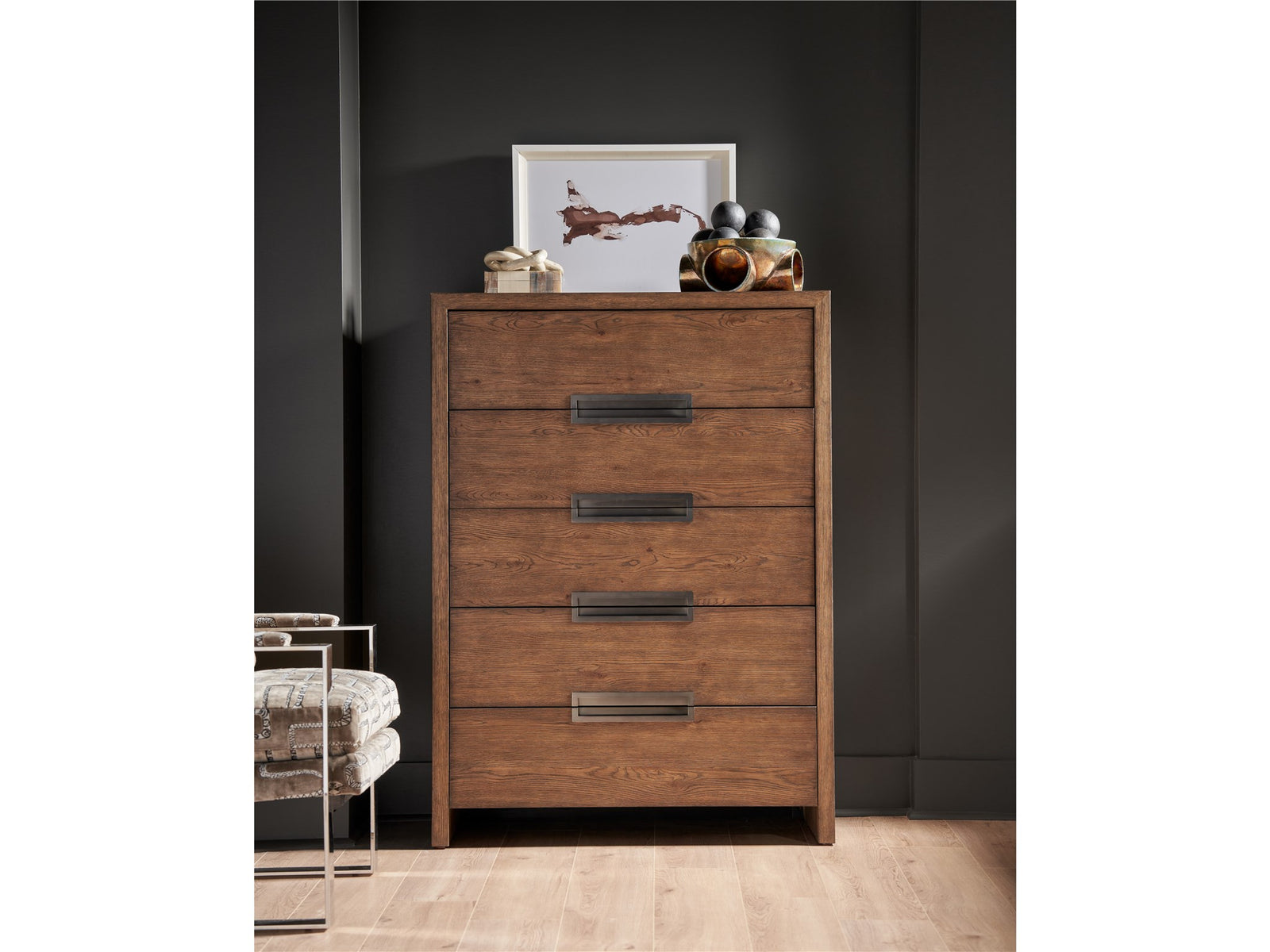 American Home Furniture Universal Furniture Atlas Drawer Chest Medium Brown Oak