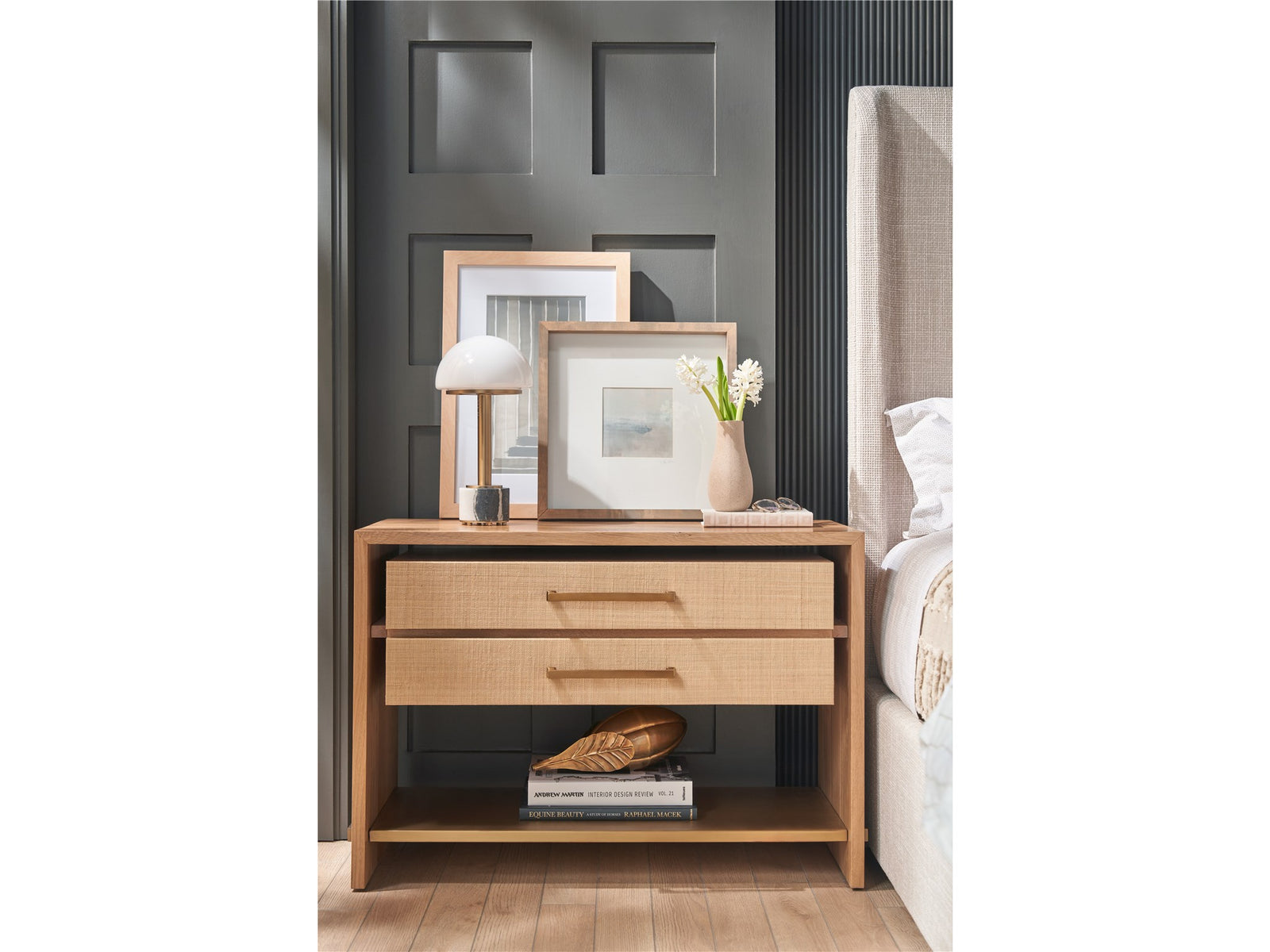American Home Furniture Universal Furniture Jonah Nighstand Oak and Rafiia