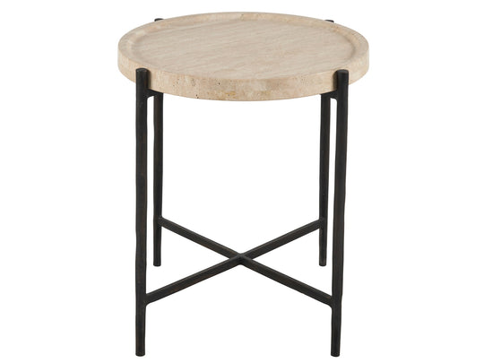 American Home Furniture Universal Furniture Theron Round End Table Travertine/bronze