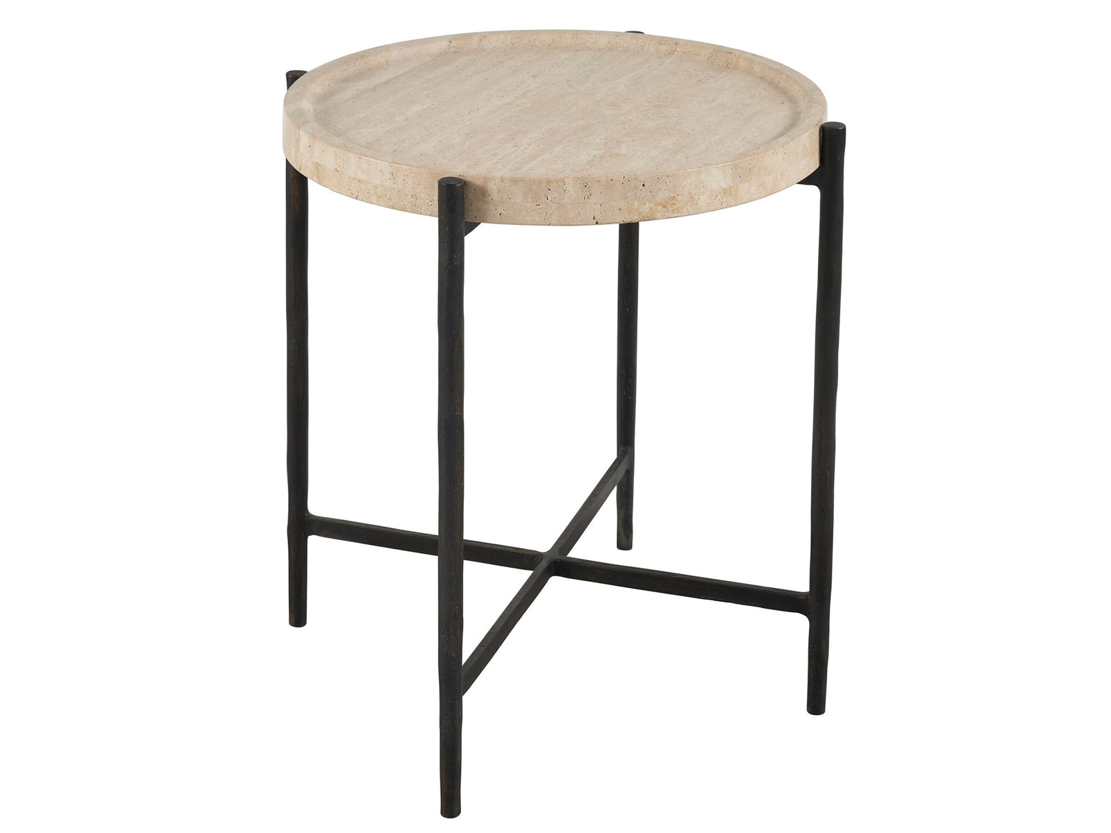 American Home Furniture Universal Furniture Theron Round End Table Travertine/bronze