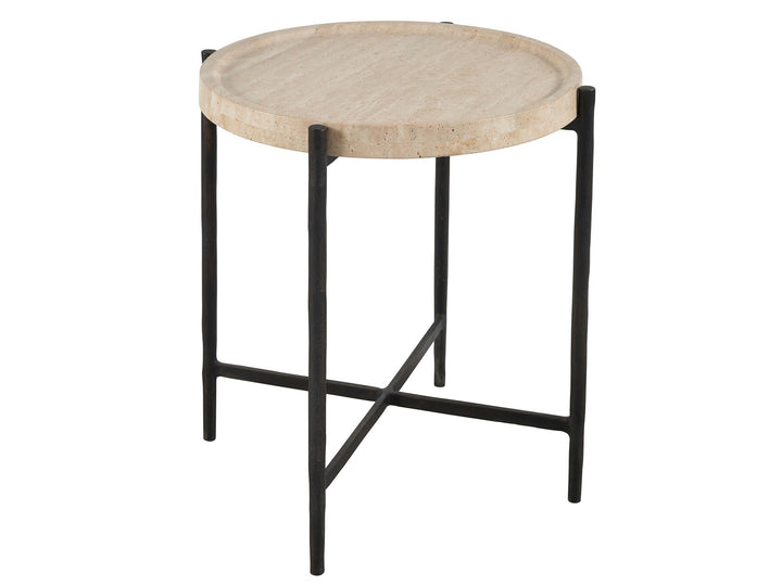 American Home Furniture Universal Furniture Theron Round End Table Travertine/bronze