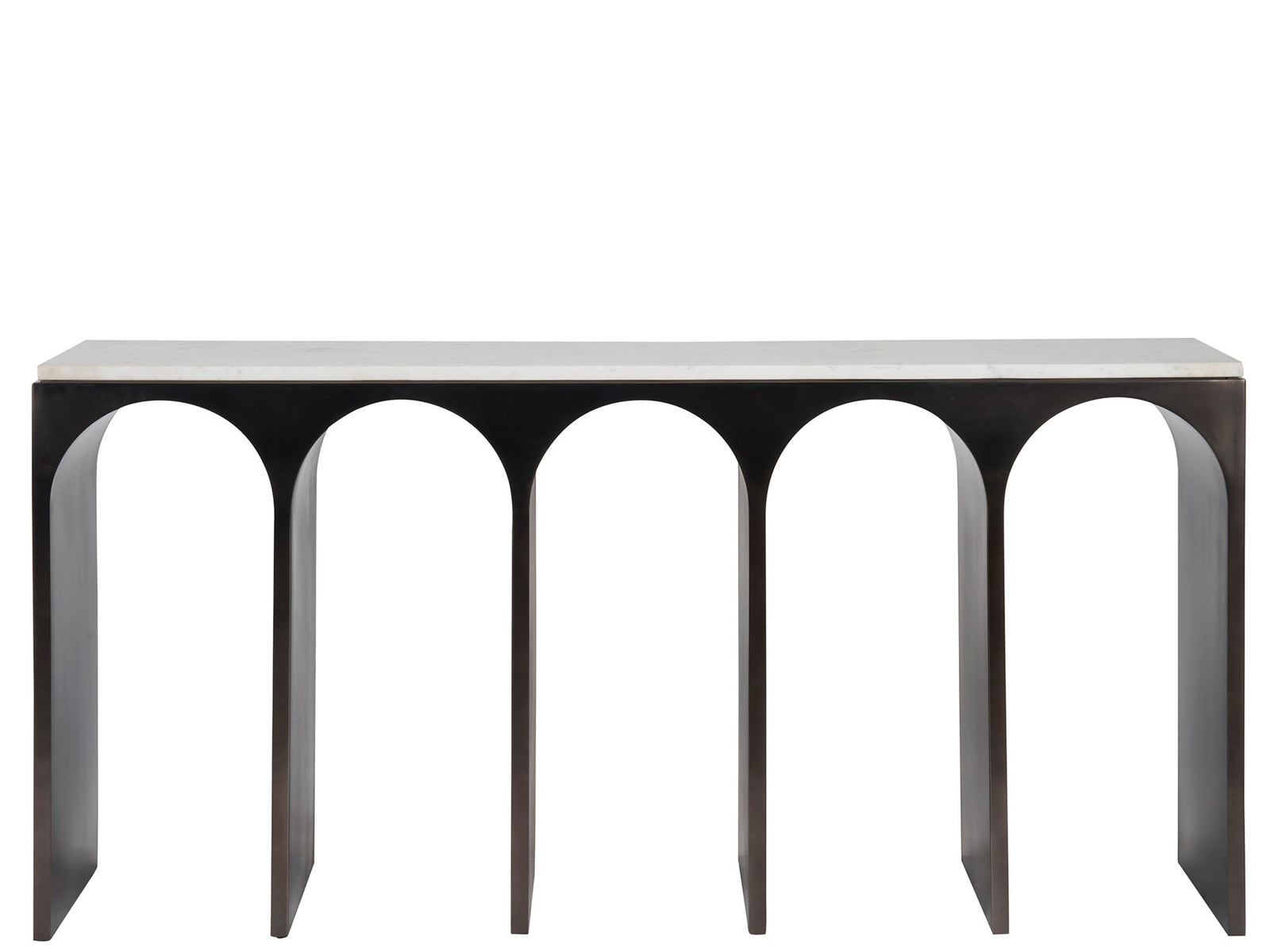 American Home Furniture Universal Furniture Moda Console Table White Banswara/Aged Satin Pewter